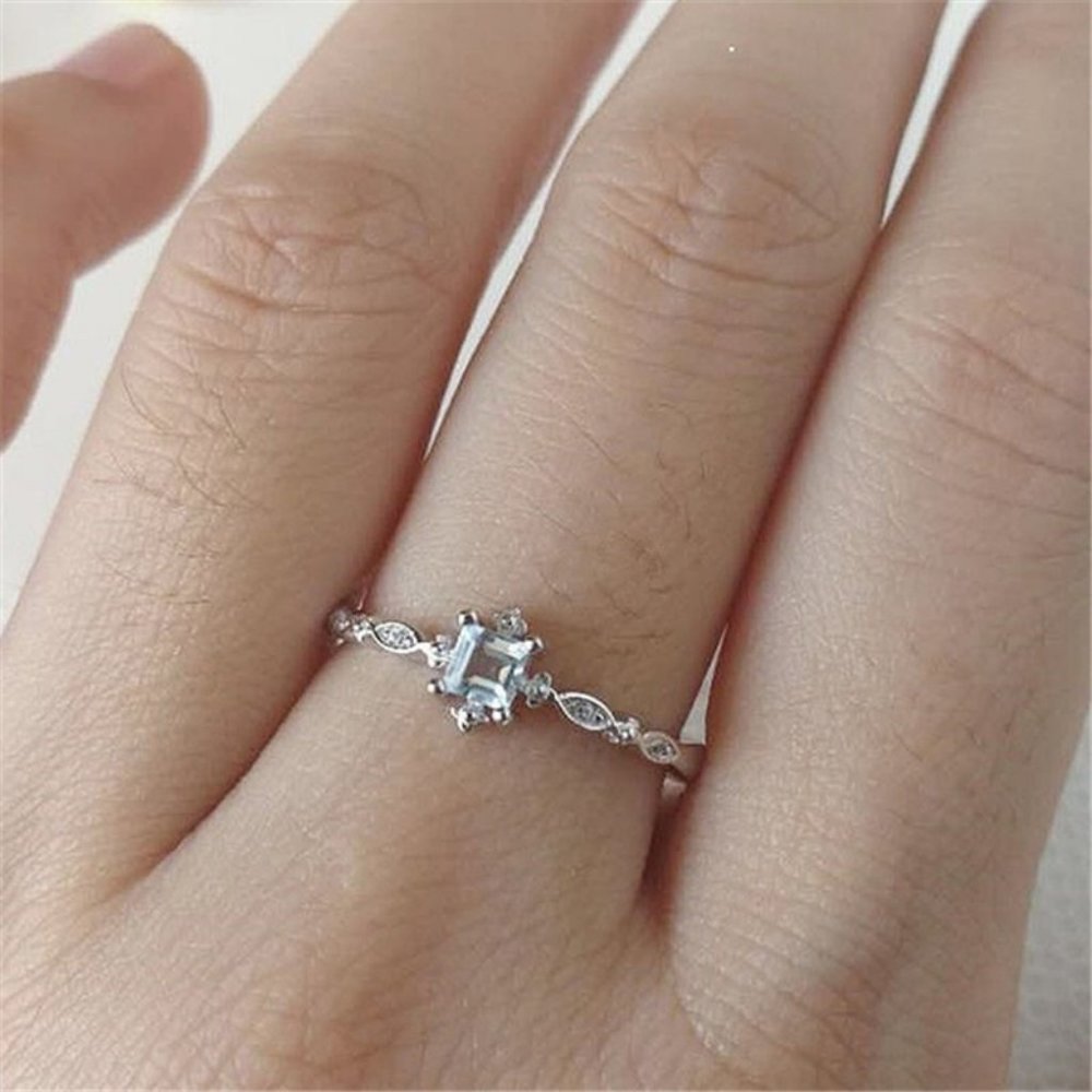 Cubic Zirconia Ring, Gold Ring, Birthday Gift for Her Metal Rose Gold